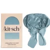 Hot KITSCH Adjustable Oversized Satin Bonnet Haze BlueCharcoalAura