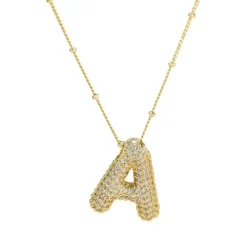Discount Savvy Bling Balloon Bubble CZ Initial Necklace ABCDEFGHIJKLMNOPRSTVWY