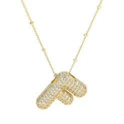 Discount Savvy Bling Balloon Bubble CZ Initial Necklace ABCDEFGHIJKLMNOPRSTVWY