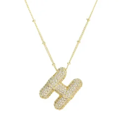 Discount Savvy Bling Balloon Bubble CZ Initial Necklace ABCDEFGHIJKLMNOPRSTVWY