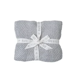 Sale Barefoot Dreams Bamboo CozyChic® Herringbone Blanket Silver SkyStoneCream