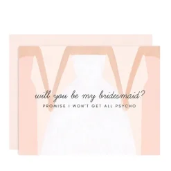 New Girl W/ Knife Be My Bridesmaid Card