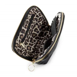 Sale Kusshi Black Leather Makeup Bag