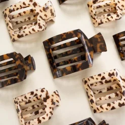 Clearance TELETIES Blonde Tortoise Flat Square Clip