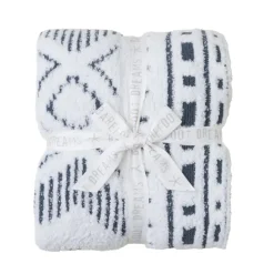 Sale Barefoot Dreams CozyChic Artisan Throw Beach Rock/CreamSmokey Blue/Pearl