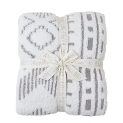 Sale Barefoot Dreams CozyChic Artisan Throw Beach Rock/CreamSmokey Blue/Pearl