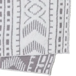 Sale Barefoot Dreams CozyChic Artisan Throw Beach Rock/CreamSmokey Blue/Pearl