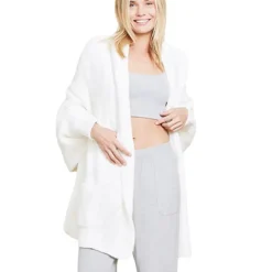 Hot Barefoot Dreams CozyChic® Cable Weave Blanket Wrap CarbonPearlWillow