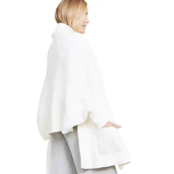 Hot Barefoot Dreams CozyChic® Cable Weave Blanket Wrap CarbonPearlWillow