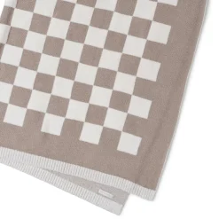 Sale Barefoot Dreams CozyChic Cotton Checkered Throw GrayEucalyptusFauna