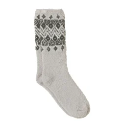 Clearance Barefoot Dreams CozyChic® Fair Isle Socks PearlMistMoonbeam