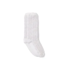 Online Barefoot Dreams CozyChic Herringbone Socks Cream/StonePewter/Cream