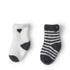 New Barefoot Dreams Cozychic Lite® Baby Heart Sock Set CarbonPink Peonie
