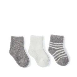 Clearance Barefoot Dreams CozyChic Lite Infant Sock Set - Pewter/Pearl