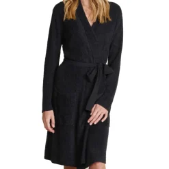 Clearance Barefoot Dreams CozyChic Lite® Ribbed Robe BlackFaded Rose