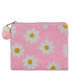 Best La Chic Designs Daisies Beaded Coin Pouch