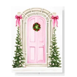 Fashion TEA AND BECKY Festive Pink Door Christmas Card