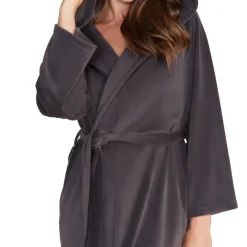 Clearance Barefoot Dreams LuxeChic Hooded Robe CarbonDeep Taupe