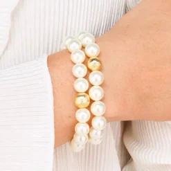 Hot BUDHAGIRL Mala Beaded Bracelet - White Pearl