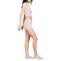 Discount Barefoot Dreams Malibu Collection® Ultra Soft Rib Crop Tee WillowCarbon