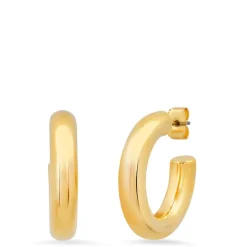 Fashion Tai Rittichai Medium Gold Tubular Hoop Earrings