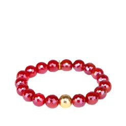 New BUDHAGIRL Mélange Beaded Bracelet FoamSnowFlameScarlet