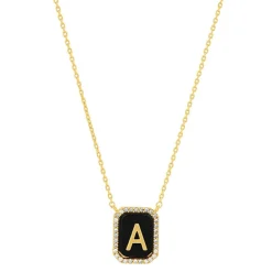 Best Tai Rittichai Onyx Monogram Pendant Necklace ABCDEFGHKLMNORSTVW