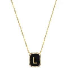 Best Tai Rittichai Onyx Monogram Pendant Necklace ABCDEFGHKLMNORSTVW