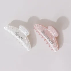 Hot LoveLina Pearl Bridal Party Hair Clip Bride (white)Bridesmaid (pink)