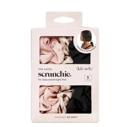 Outlet KITSCH Satin Sleep Scrunchie BlushBlackLeopardCameoAssorted