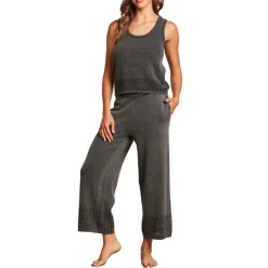 Clearance Barefoot Dreams Sunbleached Scoop Mesh Tank Faded BlackStone