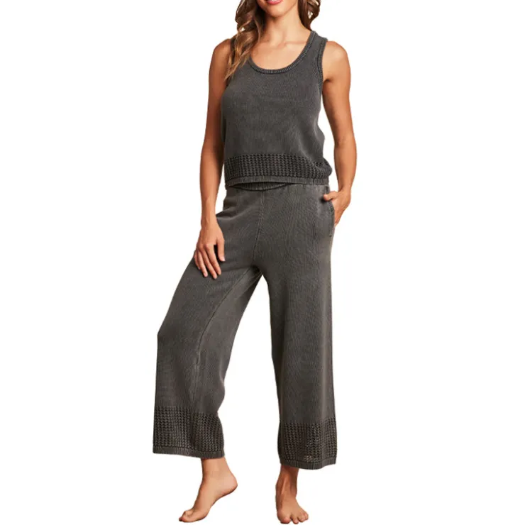 Clearance Barefoot Dreams Sunbleached Scoop Mesh Tank Faded BlackStone