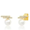 Fashion Tai Rittichai Swarovski Pearl And Cz Modern Stud Earrings